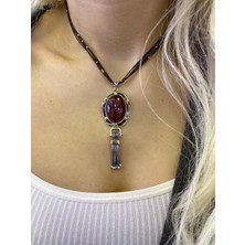 Nsa Silver Akik Taşlı Gümüş Kolye 925 Ayar Doğal Taş