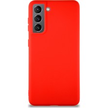 Caseart Samsung Galaxy S21 Kılıf Soft Premier Renkli Silikon Kapak - Kırmızı