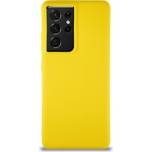 Caseart Samsung Galaxy S21 Ultra Kılıf Soft Premier Renkli Silikon Kapak - Sarı