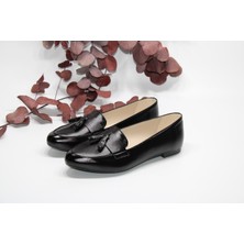 Sedef Kaymaz Düz Taban Püsküllü Klasik-Spor Beyaz Günlük Babet Ayakkabı