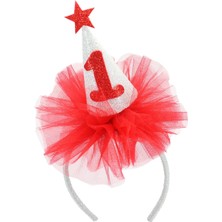 Süsle Bebek ve Parti 1 Yaş Doğum Günü Tacı - Kırmızı