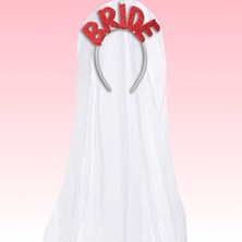 Süsle Bebek ve Parti Bride Tüllü Taç - Kırmızı