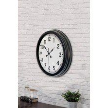 Platin Saat 40 cm Siyah Metal Klasik Duvar Saati