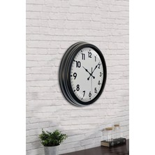 Platin Saat 40 cm Siyah Metal Klasik Duvar Saati