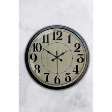 Platin Saat 40 cm Siyah Metal Retro Duvar Saati