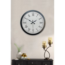Platin Saat 40 cm Siyah Metal Retro Duvar Saati