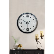 Platin Saat 40 cm Siyah Metal Klasik Duvar Saati