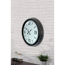 Platin Saat 40 cm Siyah Metal Klasik Duvar Saati