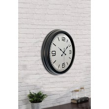 Platin Saat 40 cm Siyah Metal Klasik Duvar Saati