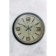 Platin Saat 40 cm Siyah Metal Retro Duvar Saati
