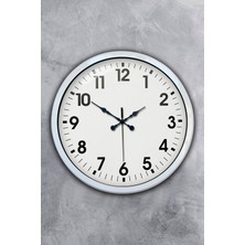 Platin Saat 40 cm Beyaz Metal Klasik Duvar Saati