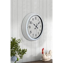 Platin Saat 40 cm Beyaz Metal Klasik Duvar Saati
