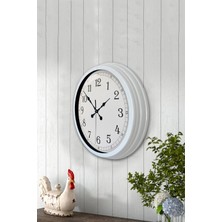 Platin Saat 40 cm Beyaz Metal Klasik Duvar Saati