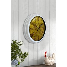 Platin Saat 40 cm Beyaz Metal Maps Duvar Saati