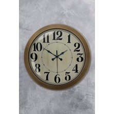 Platin Saat 36 cm Eskitme Metal Retro Duvar Saati