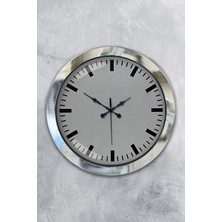 Platin Saat 36 cm Krom Metal Sayısız Duvar Saati