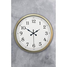 Platin Saat 40 cm Eskitme Metal Klasik Duvar Saati