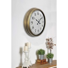 Platin Saat 40 cm Eskitme Metal Klasik Duvar Saati