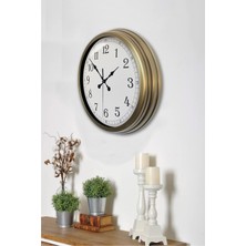 Platin Saat 40 cm Eskitme Metal Klasik Duvar Saati