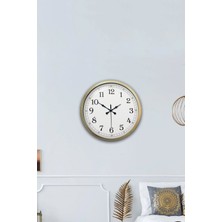 Platin Saat 40 cm Eskitme Metal Klasik Duvar Saati