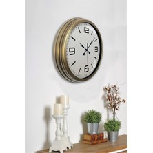 Platin Saat 40 cm Eskitme Metal Klasik Duvar Saati