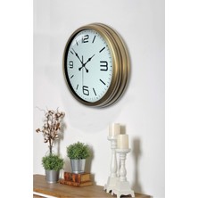 Platin Saat 40 cm Eskitme Metal Klasik Duvar Saati