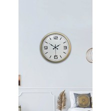 Platin Saat 40 cm Eskitme Metal Klasik Duvar Saati
