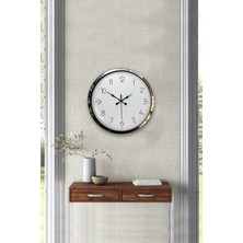 Platin Saat 40 cm Krom Metal Klasik Duvar Saati