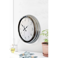 Platin Saat 40 cm Krom Metal Klasik Duvar Saati