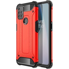noktaks - One Plus Nord N10 5G - Kılıf Çift Katman Zırh Tank Crash Military Kapak - Kırmızı - T16451