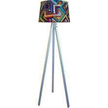 Lambada Masif 3 Ayaklı Lambader Tripod Sarmal Desen Beyaz Ayak