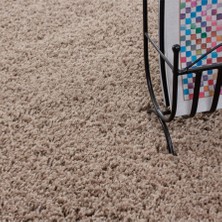Pixel Modern Dekoratif Shaggy 30 mm uzun tüylü düz Bej Oturma Odası Salon Halısı