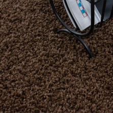 Pixel Modern Dekoratif Shaggy 30 mm uzun tüylü düz Kahverengi Oturma Odası Salon Halısı