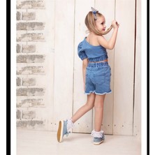 Quzucuk Kids Kız Çocuk Asimetrik Bluzlu Kot Takım