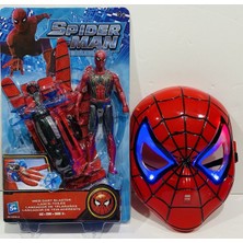 Spiderman Ağ Atan Eldiven+Işıklı Maske cm Işıklı Figür 3 Lü Set Oyuncak