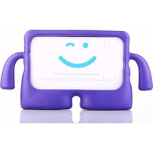 Case World Samsung Tab E T590 Renkli Tutacaklı Stantlı Silikon Çocuk Tablet Kılıfı Mor