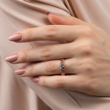 Mode Silver Zincir Detaylı Tektaş Gümüş Yüzük