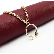 BijuStore Altın Sarısı Burgu Zincir Kulaklık Kolye