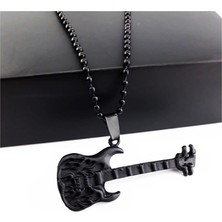 BijuStore Siyah Renk Erkek Gitar Kolye