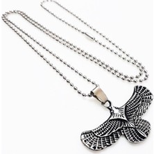 BijuStore Gümüş Renk Kartal Erkek Kolye
