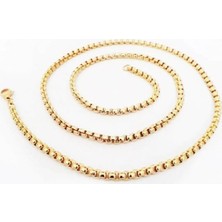BijuStore Gold Renk Çelik Örgü Kolye