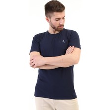 Ymz Moda Yuvarlak Yaka Kısa Kol T-Shirt -Lacivert