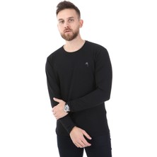 Ymz Moda Yuvarlak Yaka Uzun Kol T-Shirt -Lacivert