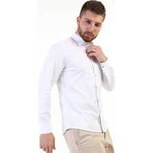 Klasik Çıtçıtlı Poplin Gömlek - Beyaz