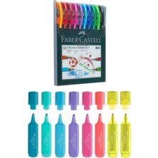 Faber-Castell 1425 10 Renk Tükenmez Kalem + Faber Textliner 1546 Fosforlu Kalem 6+2