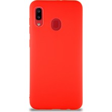 Kzy Samsung Galaxy A20 Kılıf Soft Premier Renkli Silikon Kapak - Kırmızı