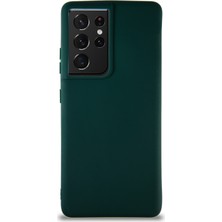 Case World Samsung Galaxy S21 Ultra Kılıf Soft Premier Renkli Silikon Kapak - Yeşil
