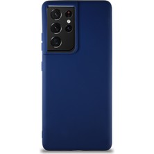 Case World Samsung Galaxy S21 Ultra Kılıf Soft Premier Renkli Silikon Kapak - Lacivert