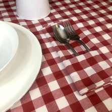 Pitipiti Kırmızı Ekose Zefir Kumaş Masa Örtüsü & Piknik Örtüsü ve 4 Peçete Seti