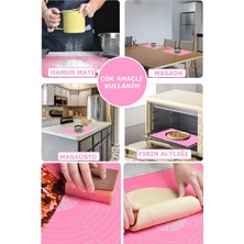 Tilbe Home Silikon Hamur Matı Çok Amaçlı Pasta Fırın Altlığı Pembe Renkli Orta Boy